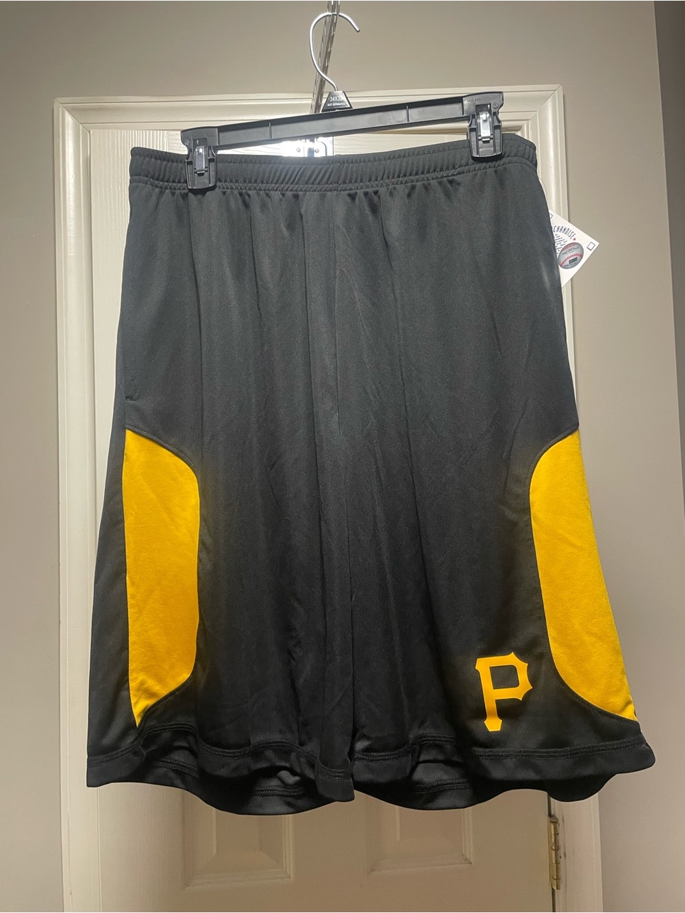 Genuine Merchandise Black & Yellow Athletic Shorts with 'P' Logo